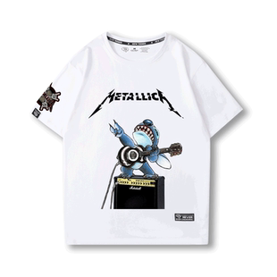 Metallica乐队短袖T恤男夏季重金属摇滚纯棉高街宽松vintag半截袖