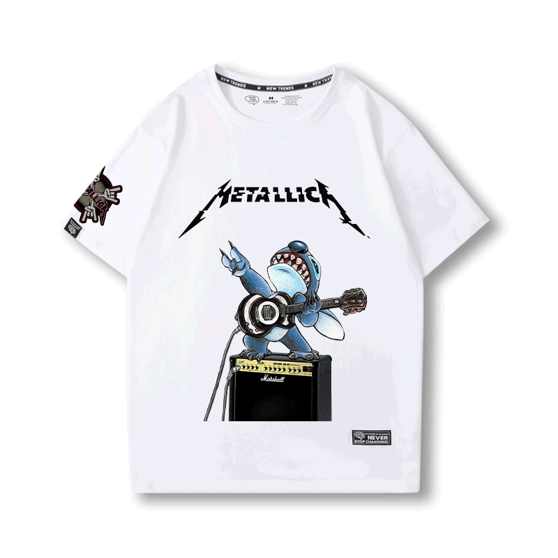 Metallica乐队短袖T恤男夏季重金属摇滚纯棉高街宽松vintag半截袖