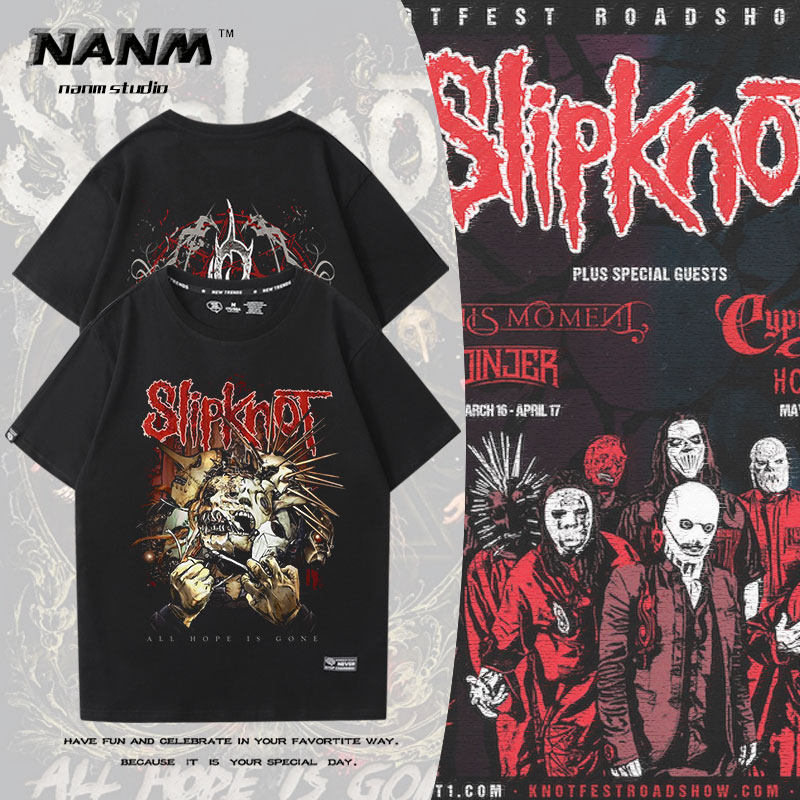 直喷 slipknot重金属活结乐队新金属新浪潮印花短袖大码半袖印花t