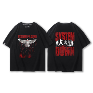 System of a Down堕落体制乐队短袖男夏季欧美金属摇滚印花半截袖