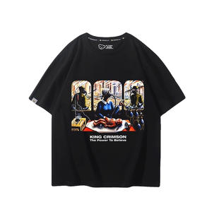 King Crimson克里姆森国王乐队短袖男夏季英式前卫摇滚纯棉半截袖
