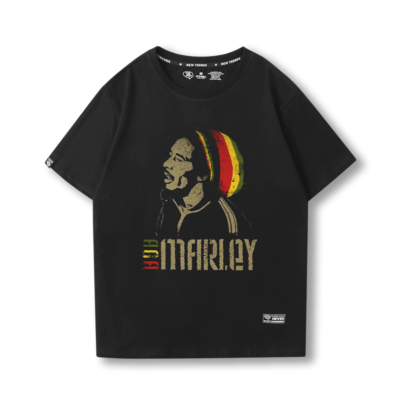 Bob Marley雷鬼短袖T恤男女夏美式复古小众街头滑板宽松潮牌半袖