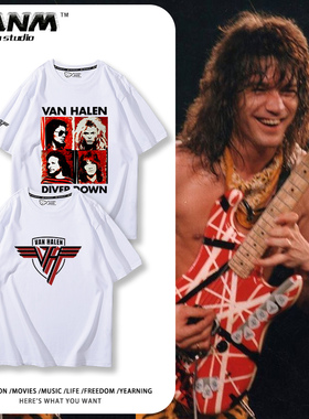Van Halen范海伦摇滚乐队T恤男女夏季美式复古vintage街头半截袖
