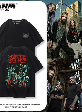 Suicide Silence乐队周边T恤男女夏季欧美金属摇滚纯棉印花半截袖