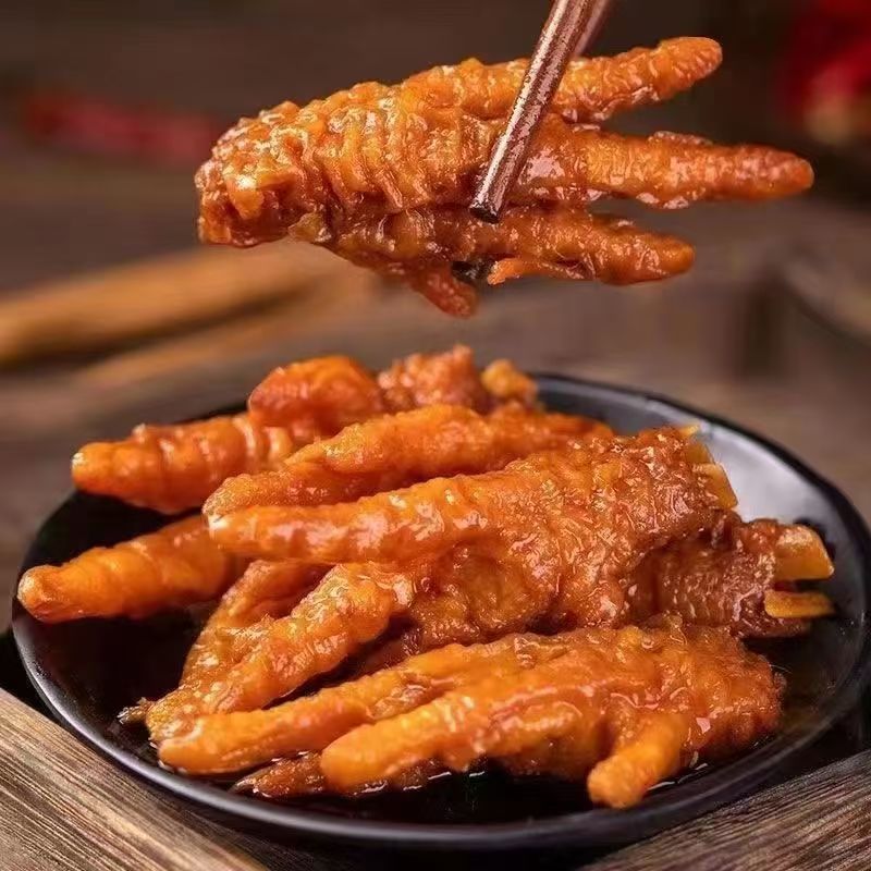 阔老头虎皮油炸打个香辣鸡爪卤味熟食鸡肉解馋小零食