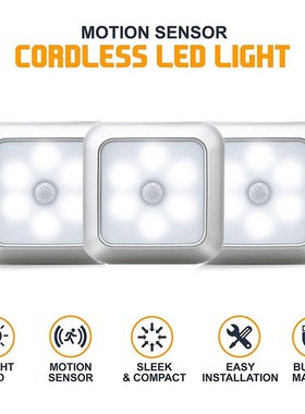 2020 Battery Powered 6 LED Square Motion Sensor Night Light