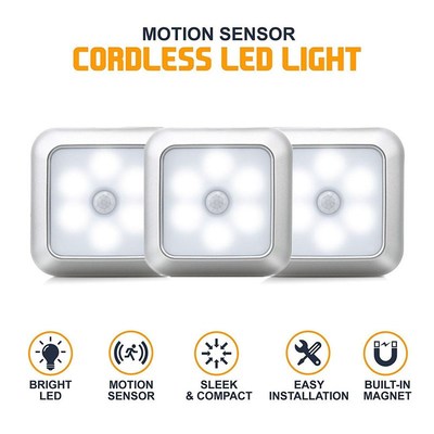 2020 Battery Powered 6 LED Square Motion Sensor Night Light