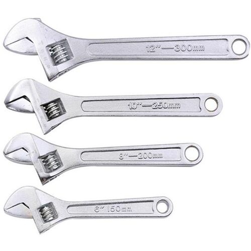 4 Piece Adjustable Wrench Set, Forged, Heat Treated, Chrome