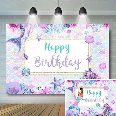 Birthday Party Photography Background Little Mermaid Theme