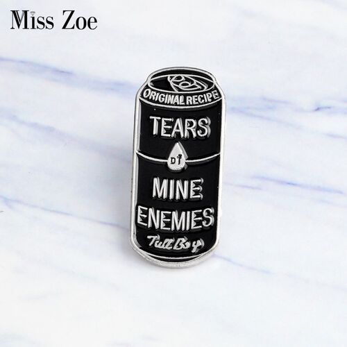 Tears of Mine Enemies Black Can Enamel Pins Badge Button pin