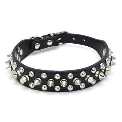 Dog Pet Punk Collar Spiked Stud Rivet PU Leather Pit Bull M