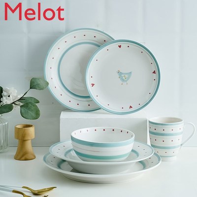 Hand-Painted Home Pastoral Style Simple Stoneware Tableware