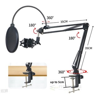 Holder Desktop Microphones Foldable for with Mount Bracket
