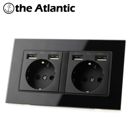Atlectric Dual DE EU Plug Socket With USB Mobile Phone Char