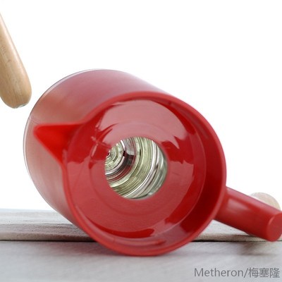 1L Home Thermal Flask Coffee Glass Liner Solid Wood Handle I