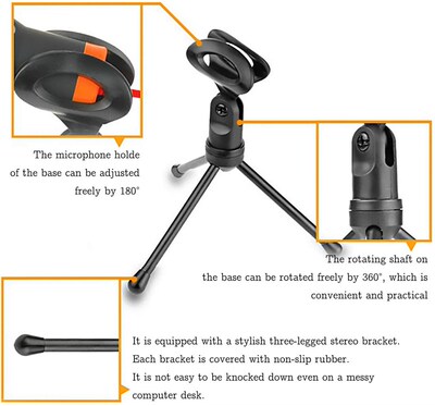 PC Condenser Microphone with Mic Stand Professional 3.5mm Ja