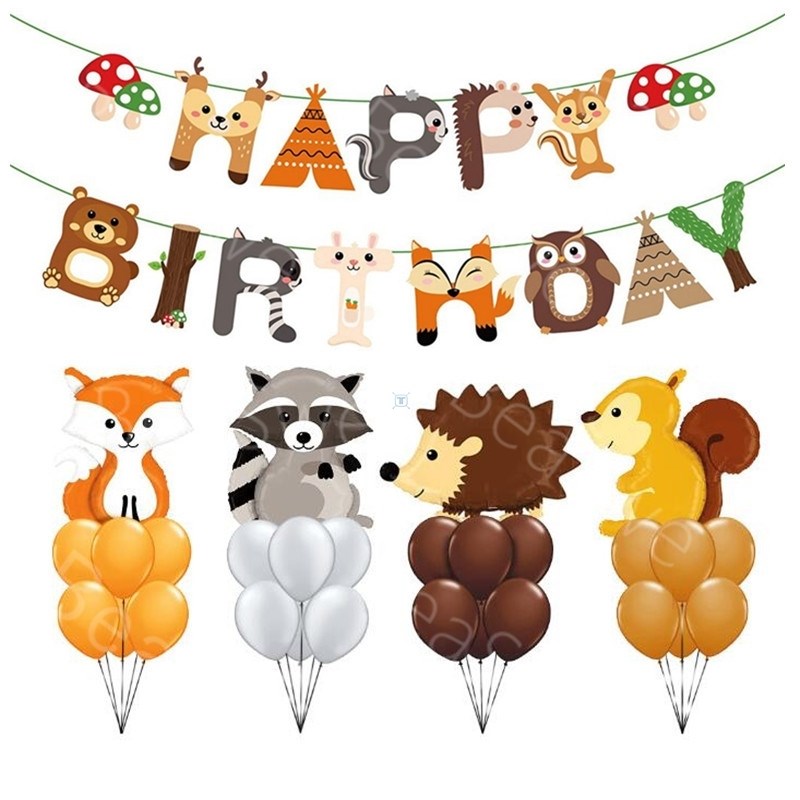 Animal Foil Balloons Birthday Woodland Forest Theme Party