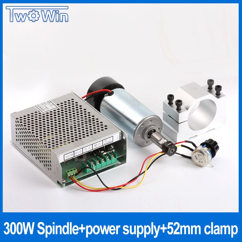 300W DC CNC Spindle Motor Kit Air Cooled Spindle + 52mm Clam