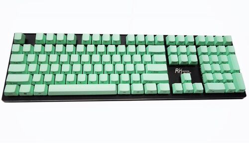 OEM Mint Green Thick PBT Keycaps ANSI Layout Top Print Side
