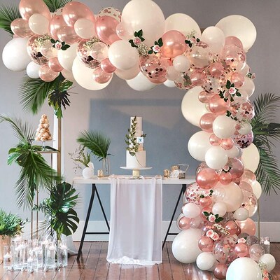 Rose Gold Balloon Arch Garland Kit Clear Premium Latex