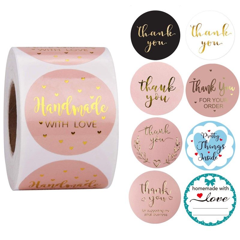 24types pink label stickers foil thank you stickers 1 500p