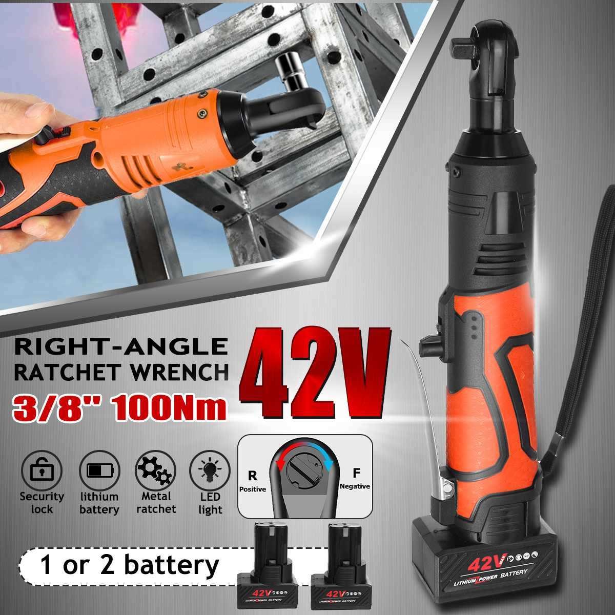 42V 100Nm Cordless Electric Wrench 3/8'' Ratchet Wrench +2