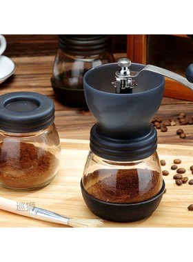 Manual Ceramic Burr Coffee Bean Grinder with Fortified Glass