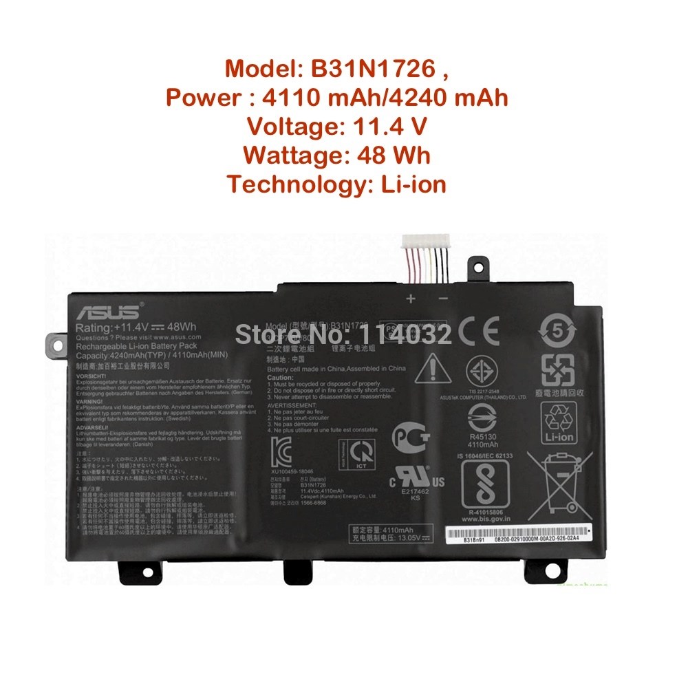 New 48Wh Laptop Battery B31N1726 for Asus TUF Gaming FX504 F