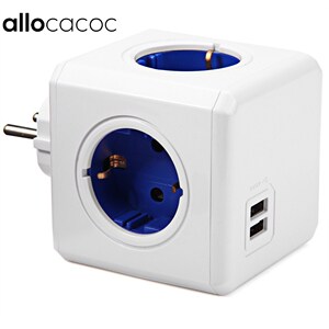 Allocacoc Smart Home PowerCube Socket EU Plug 4 Outlets 2 U