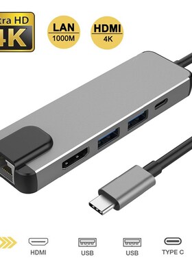 Type C Hub Hdmi USB C Hub to Gigabit Ethernet Rj45 Lan Adapt