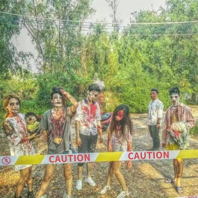 Halloween cordon isolation tape plastic PE yellow skull