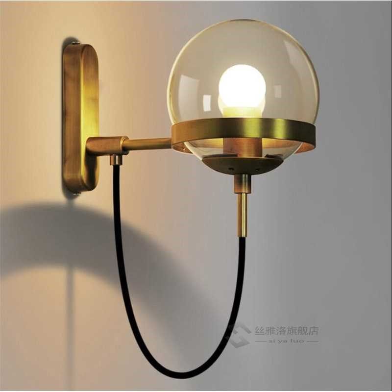 BEIAIDI Retro Glass Globe Loft LED Wall Light Living Room Be
