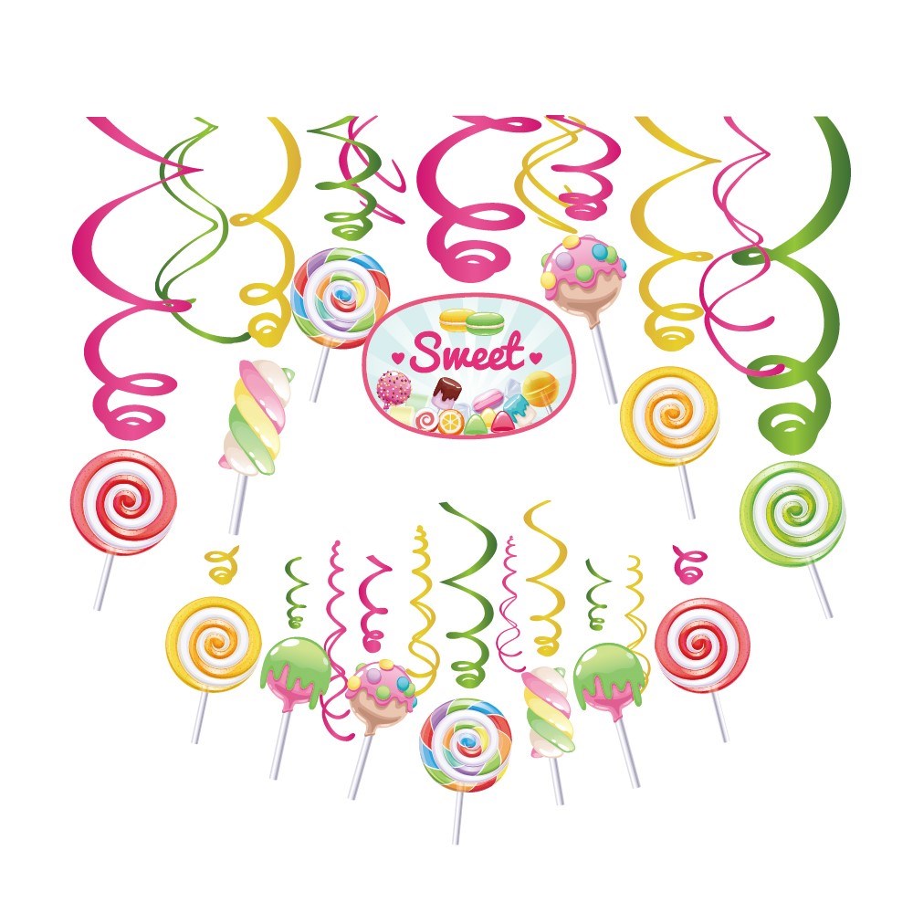 Sweet Girls Lollipop Theme Party Decorations PVC Spiral Han