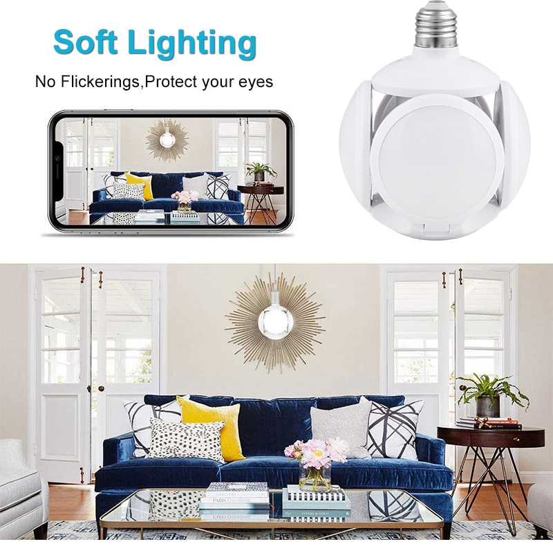 CANMEI Led Bulb E27 30/45/60/80W Light Fan Blade Folding Bul