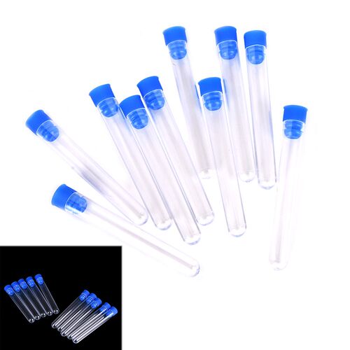 New 10pcs  Clear Plastic Test Tubes Hard Plastic Test Tube W