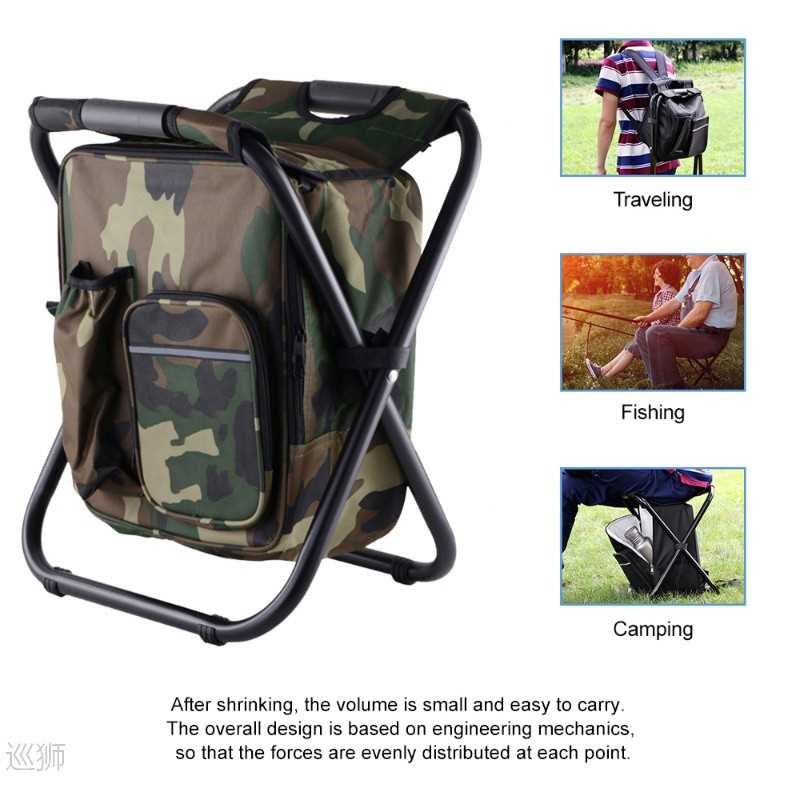 Outdoor Fishing Chair Fishing Bag Foldable Camping Stool Por