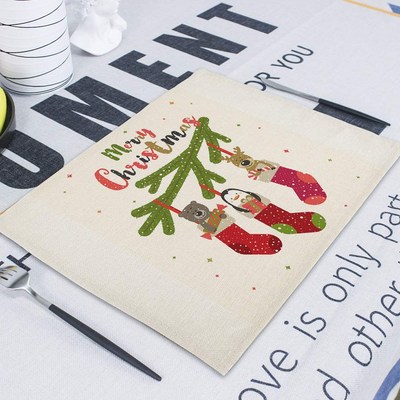 Christmas Table Napkins 42X32cm Cloth Mat Tea Towels Fabric