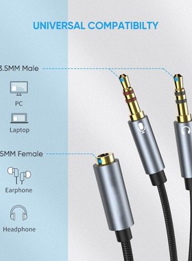 Oppselve 3.5mm Jack Microphone Headset Audio Splitter Cable