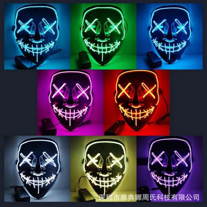 cold light flashing LED glowing mask Halloween ghost face图片