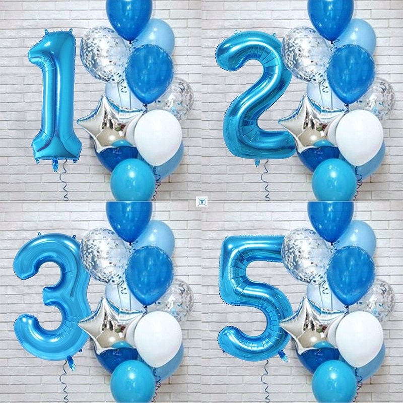 12Pcs Foil Birthday Balloon Number 0 1 2 3 4 5 6 7 8 Globos