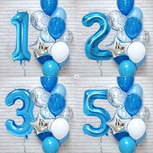 12Pcs Foil Birthday Balloon Number 0 1 2 3 4 5 6 7 8 Globos