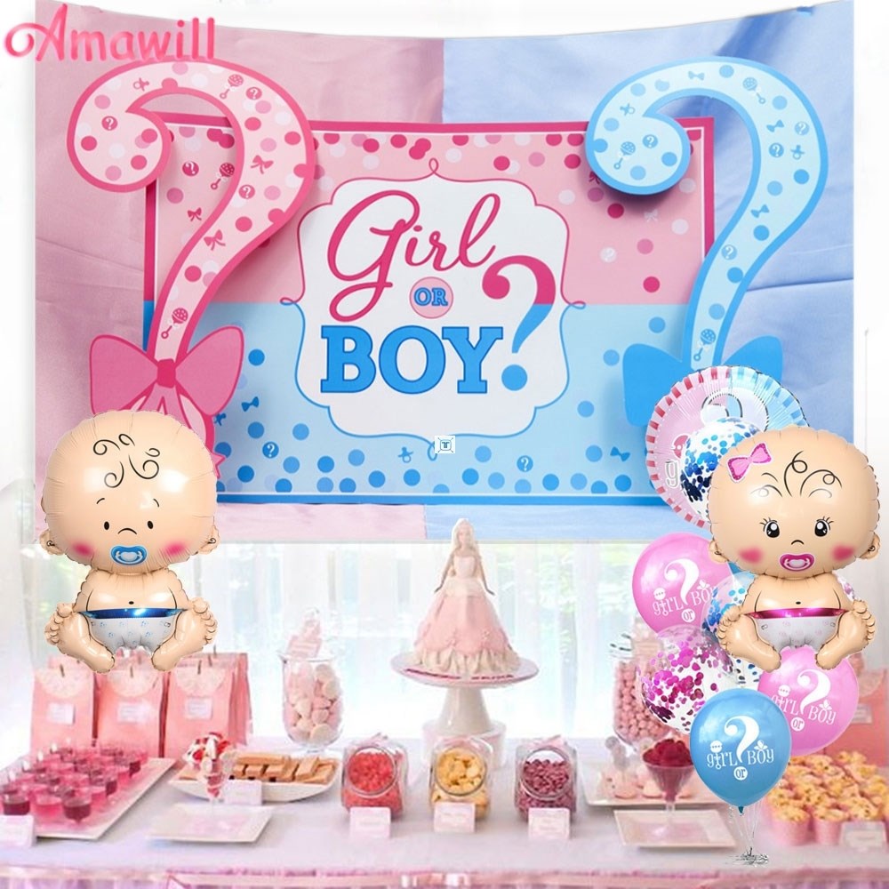 Amawill Gender Reveal Balloons Set Girl Or Boy Tapestry