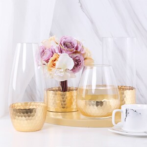 Gold Vase Table Top Vase  Dries Flowers Home Decor Luxury Gl