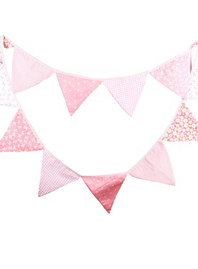 Baby pink garland flag children's birthday cotton pennant