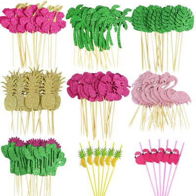 Summer Birthday Party Cake Toppers Tropical Luau Turtle Leaf