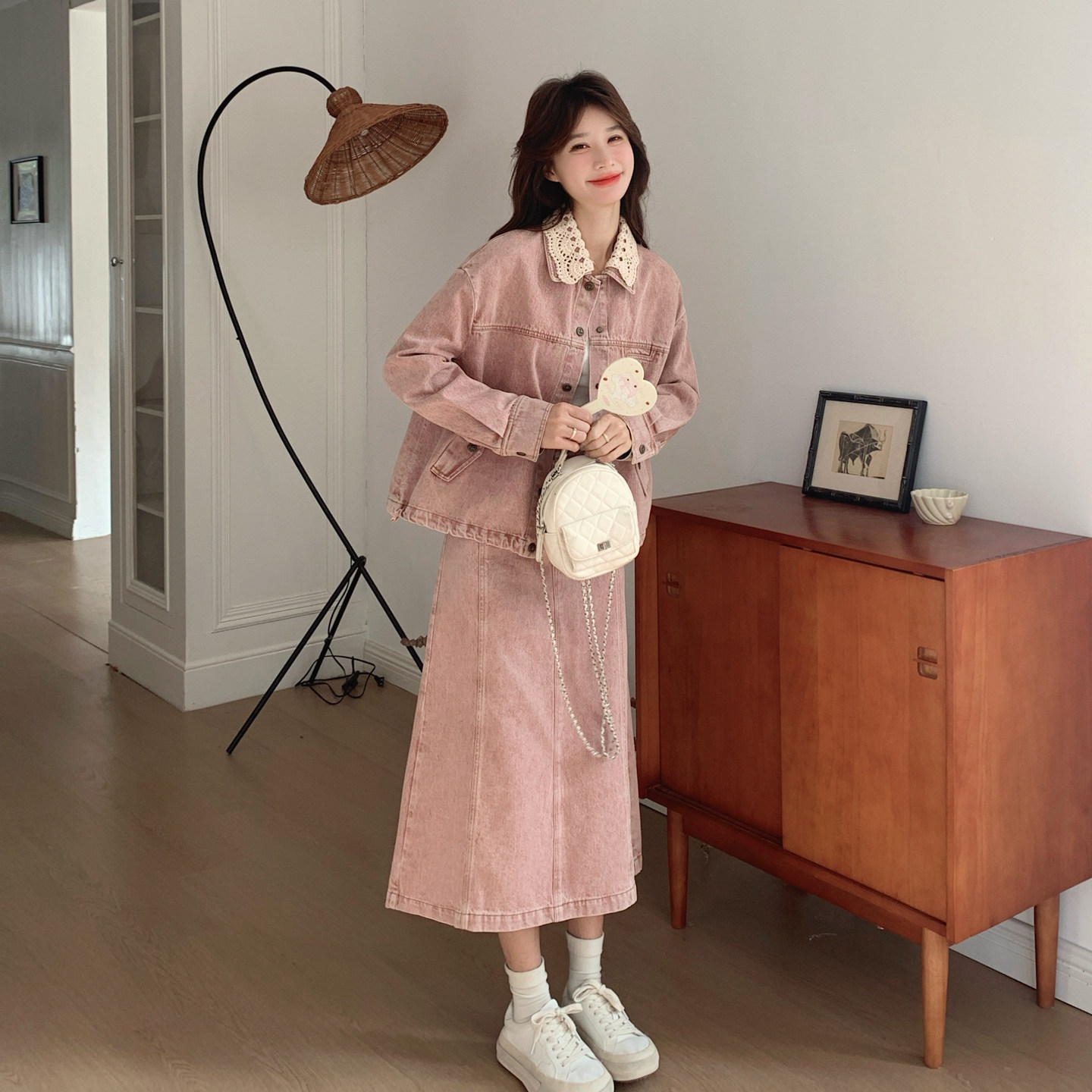 【秋款现货】数据好 牛仔外套+半身裙套装 2C350-265-P195控318