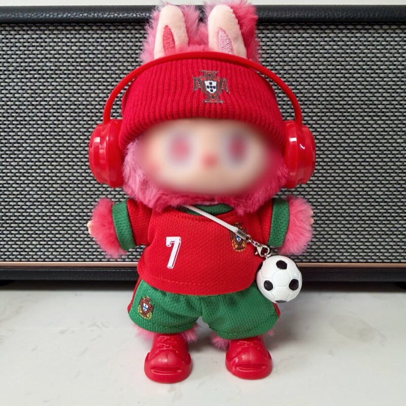 葡萄牙C罗玩偶娃衣适用于拉布123代穿着labubu足球球衣套装潮玩图片
