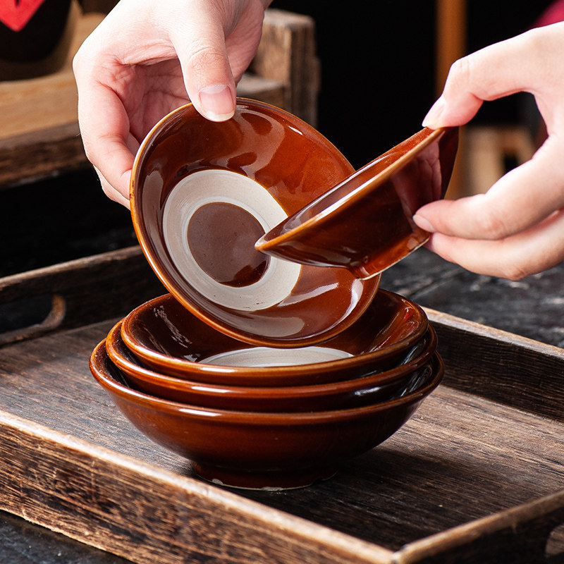 酒碗古风喝酒碗老式土碗蒸碗火锅扣肉碗复古水浒小酒碗黑碗土陶碗