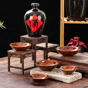 陶瓷小黑碗老式家用古代酒碗酒壶仿古酒具摔酒碗蒸肉土碗水浒复古