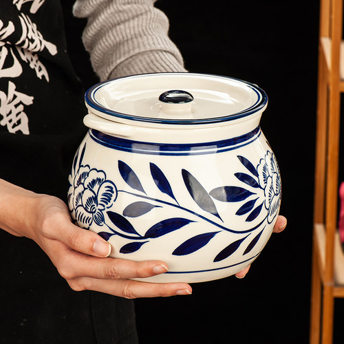 陶瓷猪油罐带盖勺调料罐子